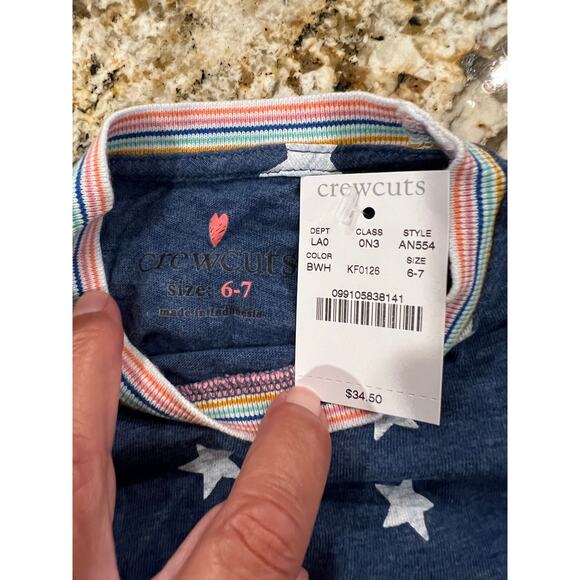 NWT J. Crew Girls' All Over Stars 4th of July W/ Rainbow Ringer T-Shirt - Picture 5 of 7